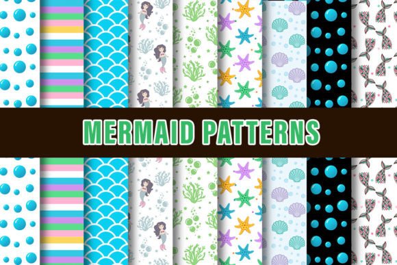 Download Mermaid Digital Papers Patterns - Mermaid digital papers Collection