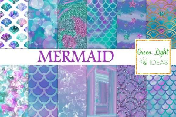 Download Mermaid Digital Papers, Fantasy Textures - Mermaid digital papers Collection