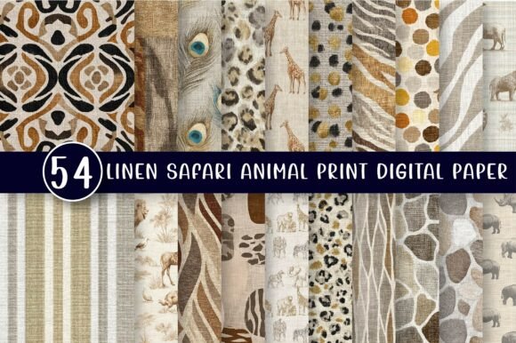 Download Linen Safari Animal Print Digital Paper - Safari animal print Collection