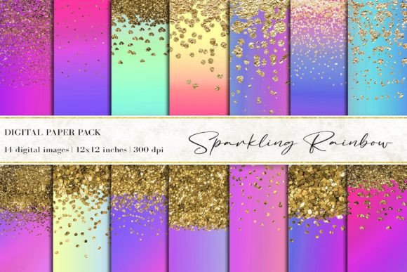 Download Sparkling Rainbow Digital Papers - Premium Bundle