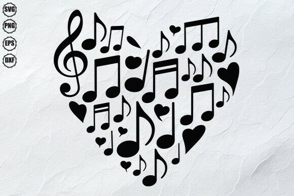 Download Music Notes Heart SVG Design - Music notes Collection