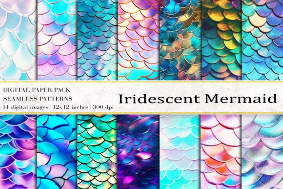 Download Iridescent Mermaid Digital Papers - Mermaid digital papers Collection
