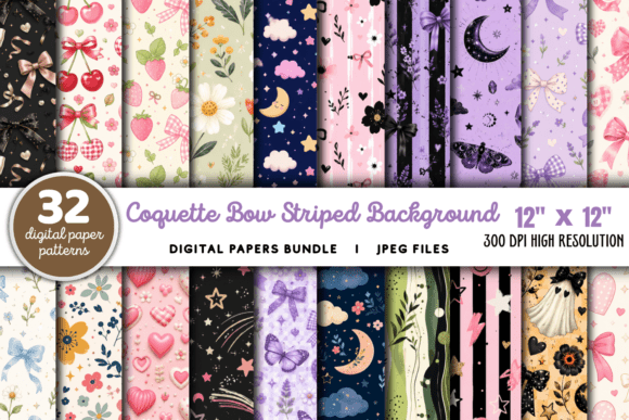 Download Coquette Bow Striped Background Bundle - Striped background Collection