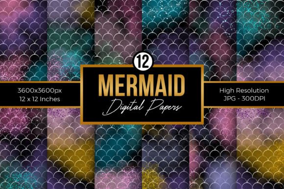 Download Watercolor Mermaid Digital Papers - Mermaid digital papers Collection