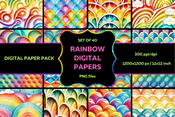 Download Watercolor Rainbow Digital Papers - Premium Resources