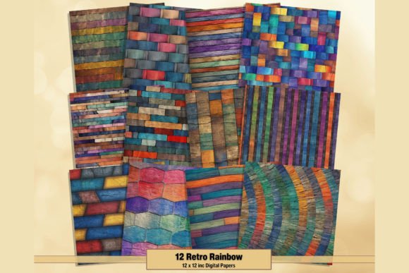 Download Retro Grunge Rainbow Digital Papers - Rainbow digital papers Collection