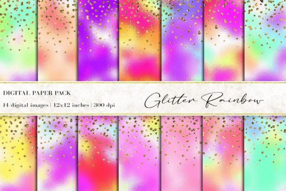 Download Glitter Rainbow Digital Papers - Premium Bundle