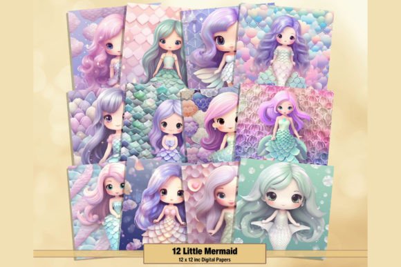 Download Little Pastel Mermaid Digital Papers - Mermaid digital papers Collection