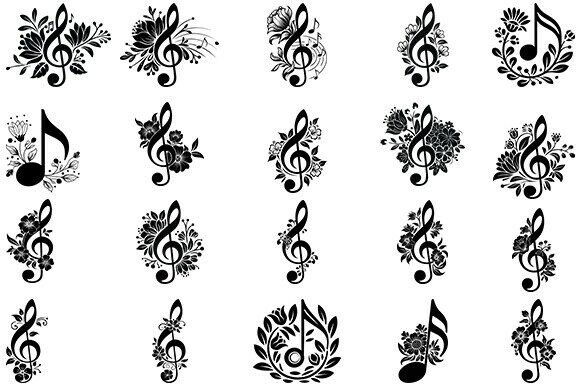 Download Floral Music Note Svg,Music Notes Bundle - Music notes Collection