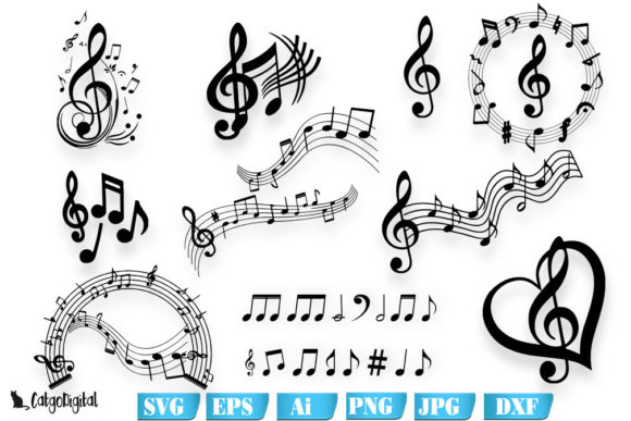 Download Music Notes Silhouettes SVG Files - Music notes Collection